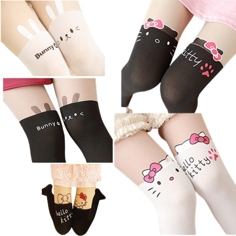 pantimedias medias gato hellokitty kawaii vintage moda japonesa over knee sexy gatito conejito 