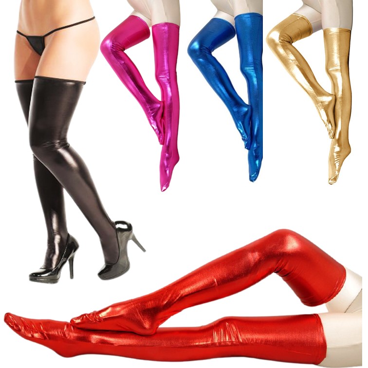 media metalizada socks tipo latex erotico fetich sexy sensual cuero piel brilloso