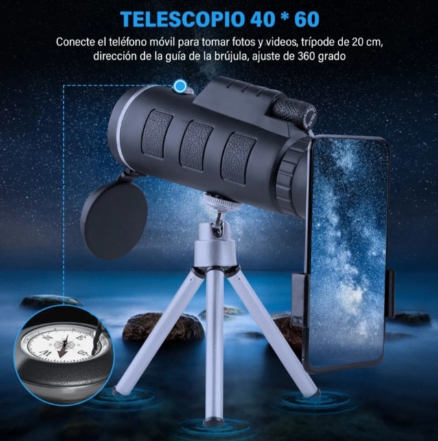 Telescopio Universal Con Trípode P/teléfono C/zoom 40x-60x