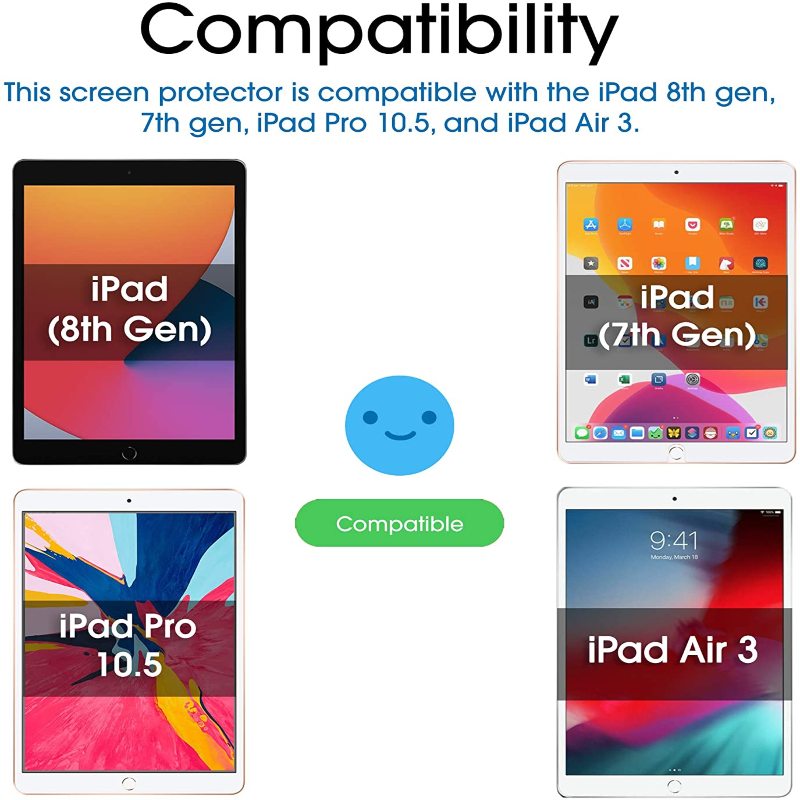 amFilm 2 Unidades Protector de Pantalla para iPad 7 10,2 Pulgadas, 8 Generación, 7 Generación, Mica Cristal Templado, Transparente