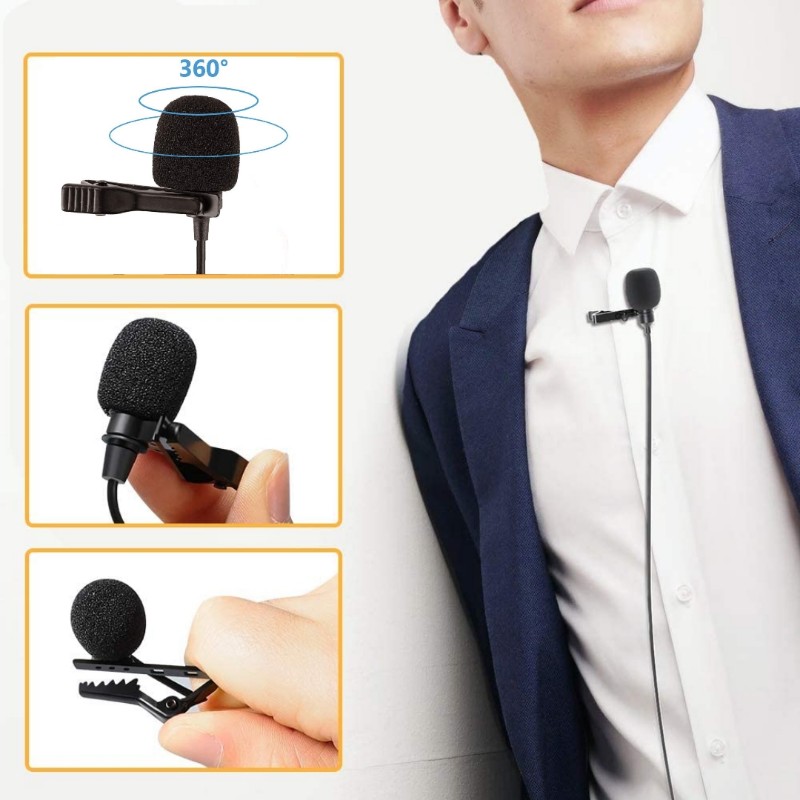 Micrófono para Celular de 3.5mts Solapa Lavalier Compatible con Cámaras iPhone Andorid Pc Universal