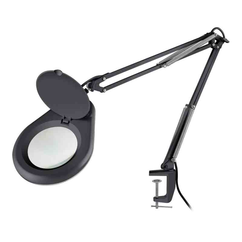 Lámpara De Alta Luminosidad Con Lupa Color Negra Flexible 