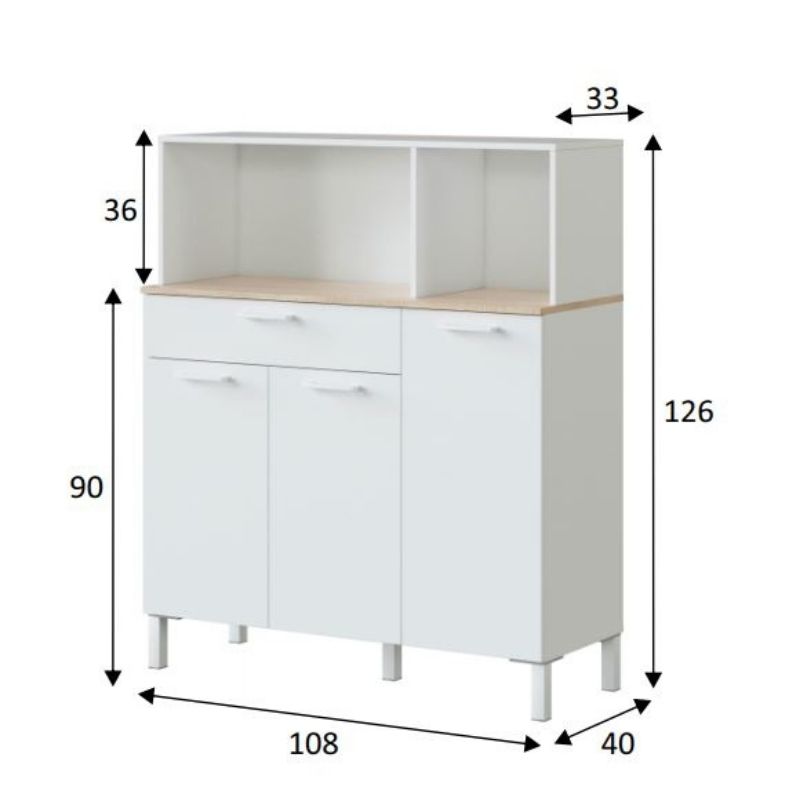 Mueble Auxiliar de Cocina 3 puertas más 1 cajón
