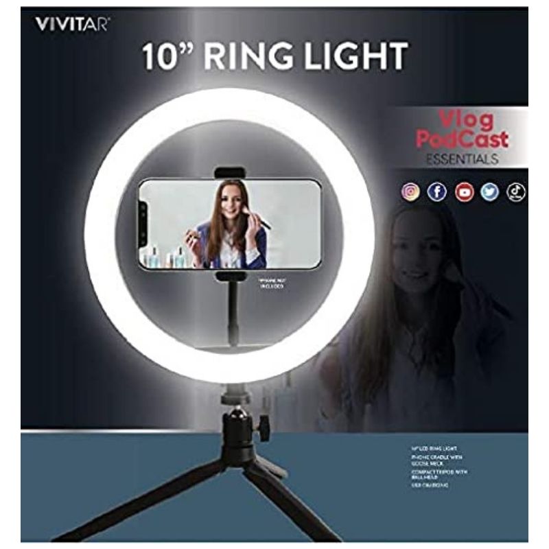 Aro de luz LED 10" (25 Centimetros). Ideal para videos o maquillajes.