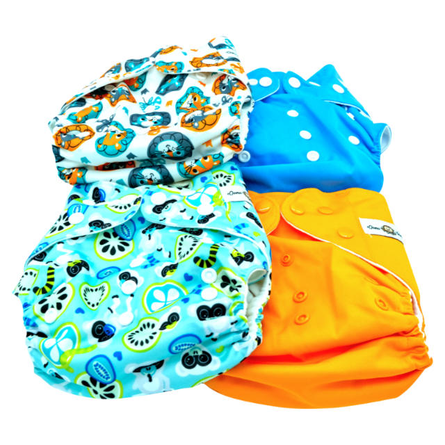 Paquete de 4 Pañales Ecológicos Dana Banana + 4 Insertos de Fibra de Bambú de 4 Capas