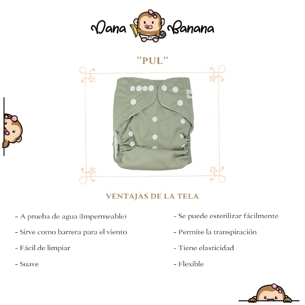 Paquete de 4 Pañales Ecológicos Dana Banana + 4 Insertos de Fibra de Bambú de 4 Capas