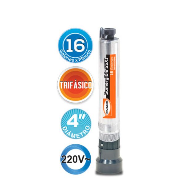 Bomba Sumergible Para Cisterna Evans 1hp Inox 220 Trifásica