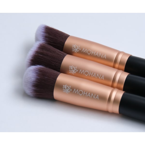 Set de Brochas De Maquillaje Profesional Mohana Bambú Ojos Cara Kabuki 14 piezas Libres de Crueldad + Esponja de Regalo