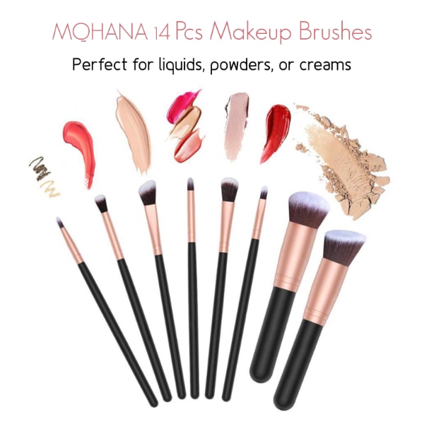 Set de Brochas De Maquillaje Profesional Mohana Bambú Ojos Cara Kabuki 14 piezas Libres de Crueldad + Esponja de Regalo