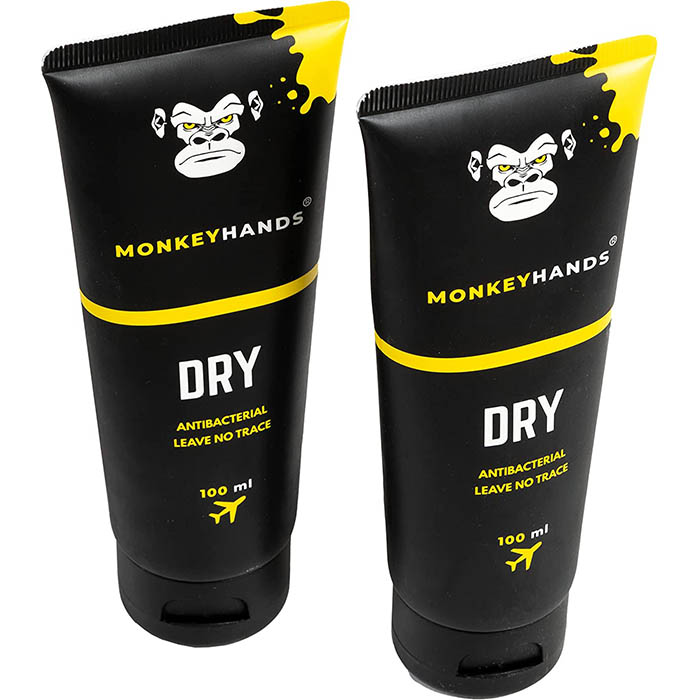 Gel para manos Monkey Hands DRY 100 ml incluye 2, ideal para toda actividad en donde se tiene que frenar la sudoración