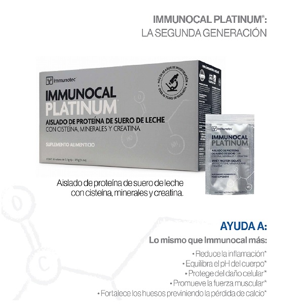 IMMUNOCAL PLATINUM CAJA CON 30 SOBRES SUPLEMENTO ALIMENTICIO CON CISTEINA, MINERALES Y CREATINA