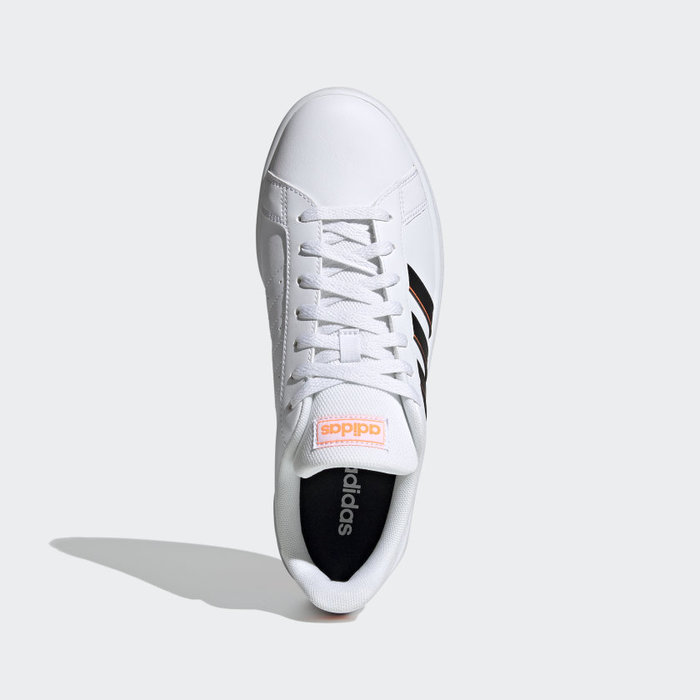 Tenis Adidas Grand Court Base Blanco Negro Naranja de Caballero