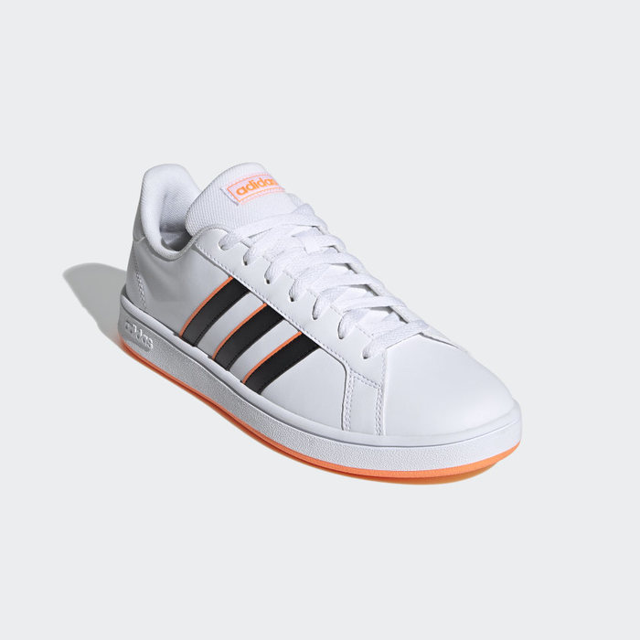 Tenis Adidas Grand Court Base Blanco Negro Naranja de Caballero