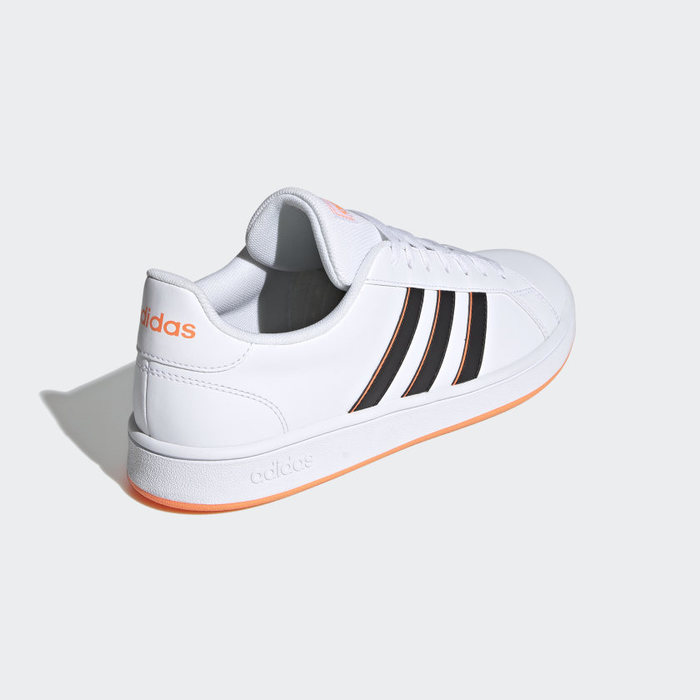 Tenis Adidas Grand Court Base Blanco Negro Naranja de Caballero
