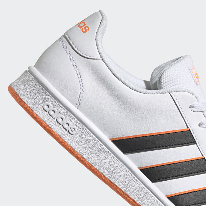 Tenis Adidas Grand Court Base Blanco Negro Naranja de Caballero