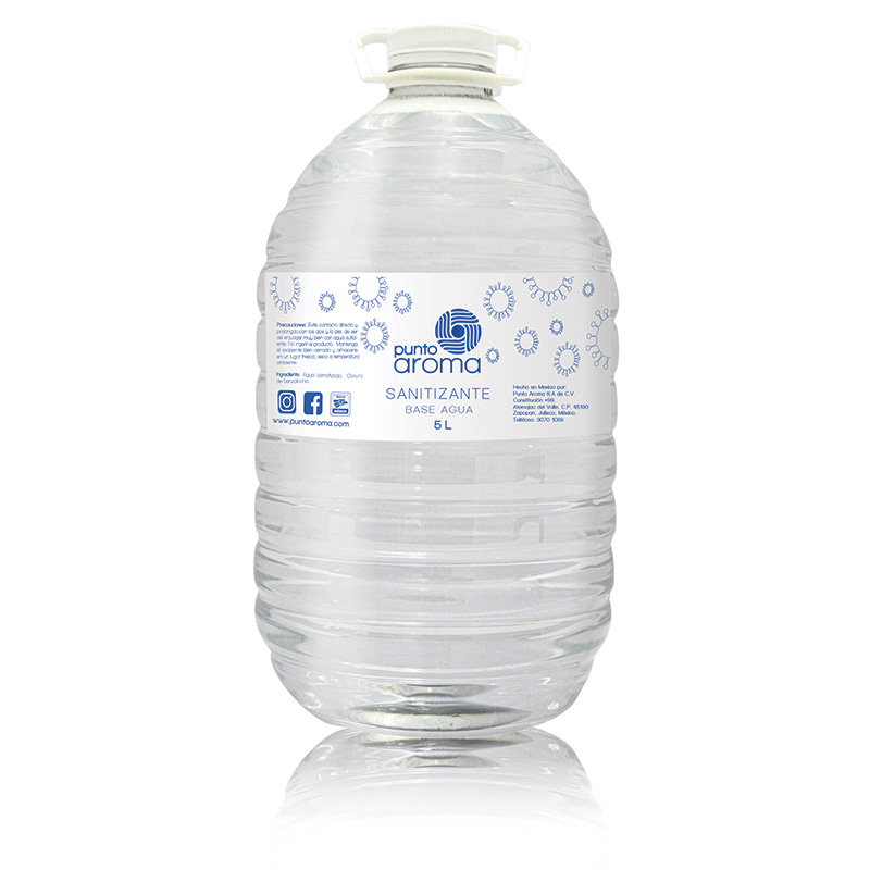 Desinfectante líquido base agua para pulverizar - Líquido sanitizante atomizable - No flamable y no tóxico