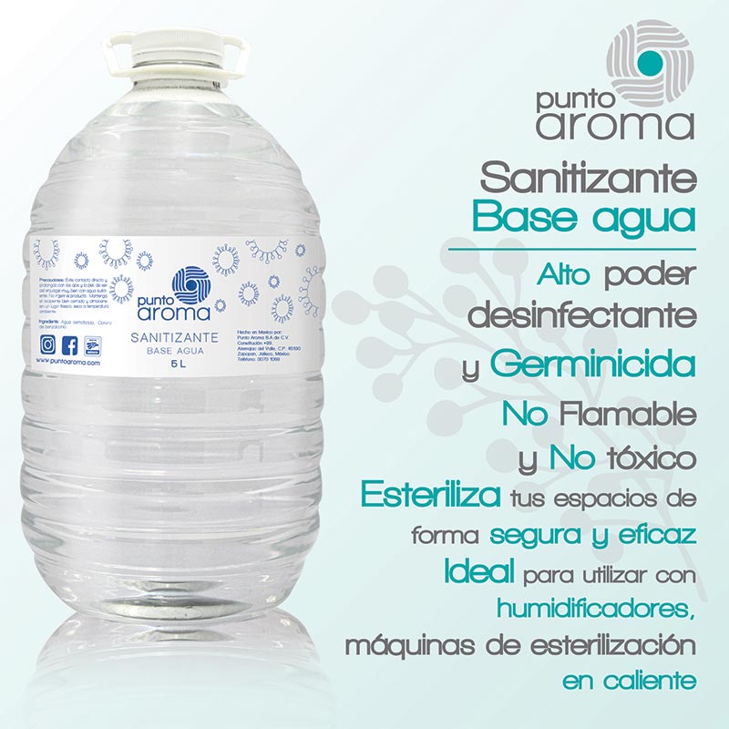 Desinfectante líquido base agua para pulverizar - Líquido sanitizante atomizable - No flamable y no tóxico