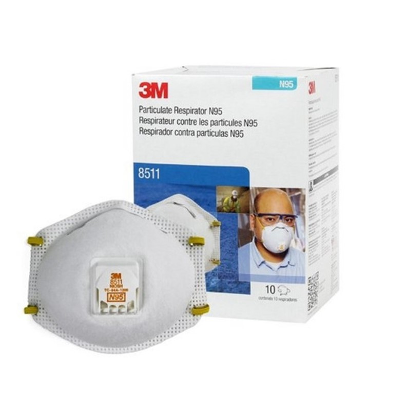 Mascarilla 3m N95 Respirador  con valvula 8511 10 PIEZAS