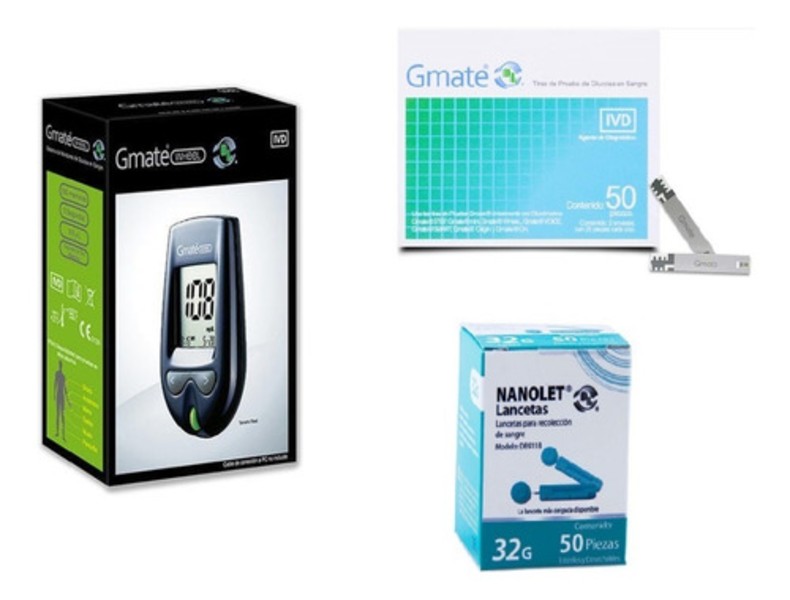 Kit Glucómetro Gmate Wheel + 50 Tiras + 50 Lancetas