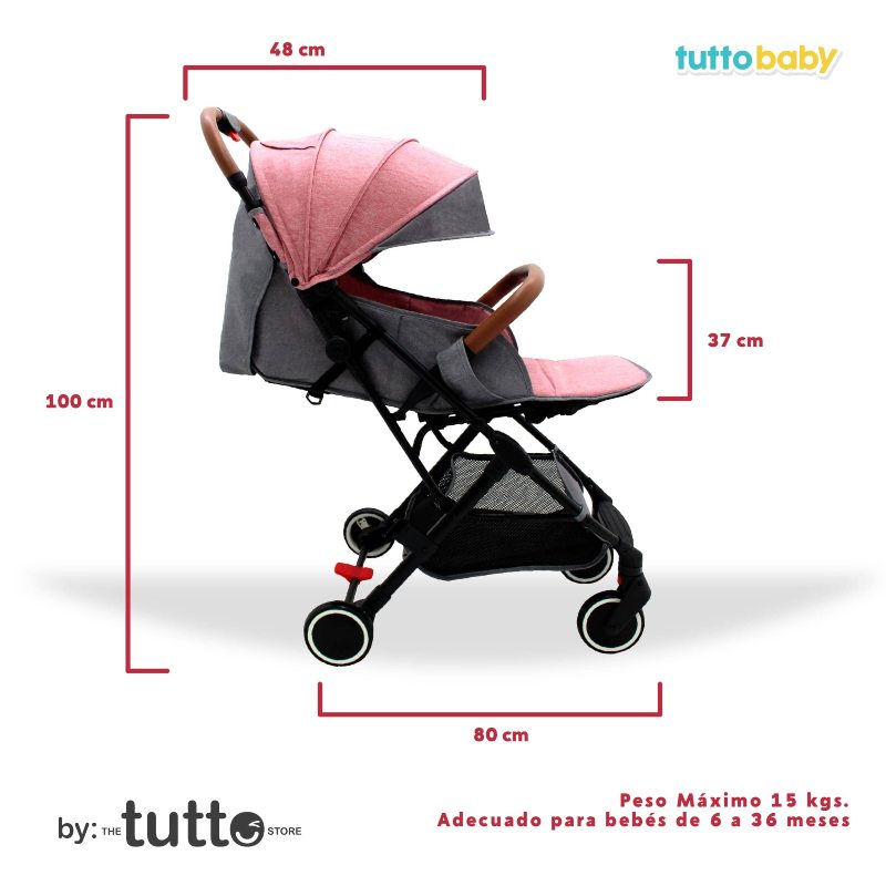 Carriola Plegable Para Bebé Tuttobaby | Carreola fácil transportación Rosa