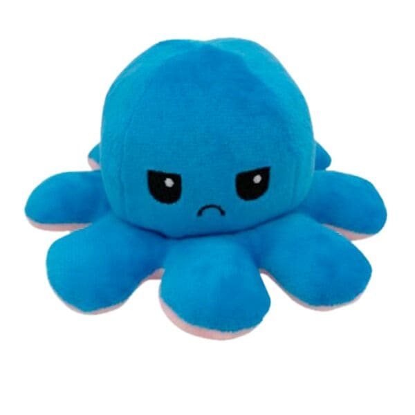 Pulpo Rosa-Azul Reversible Emociones Feliz Enojado Peluche