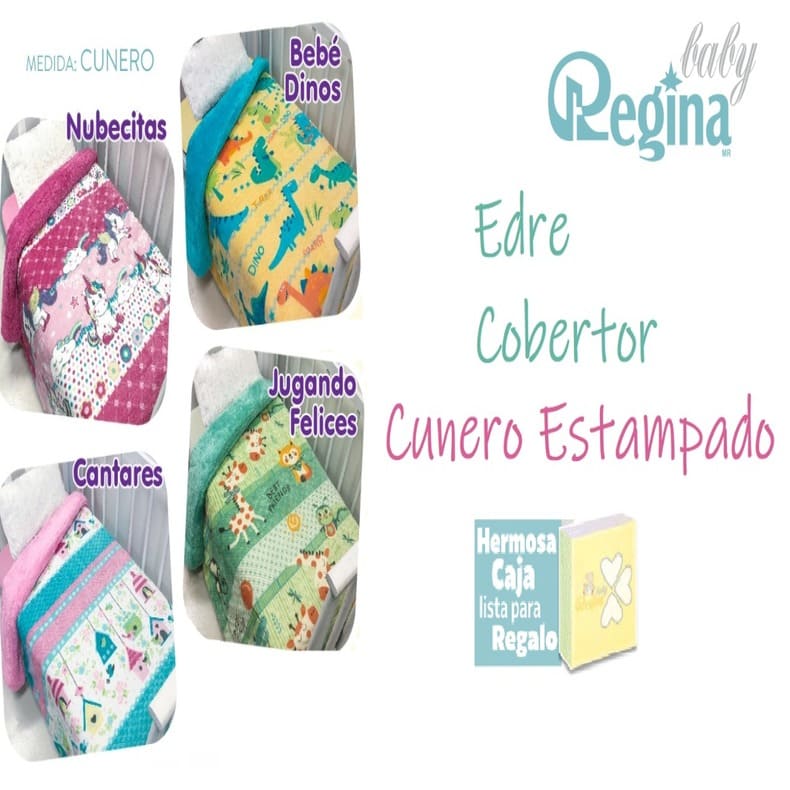 Cobertor cunero aborregado y estampado con tiernas figuras MARCA REGINA.