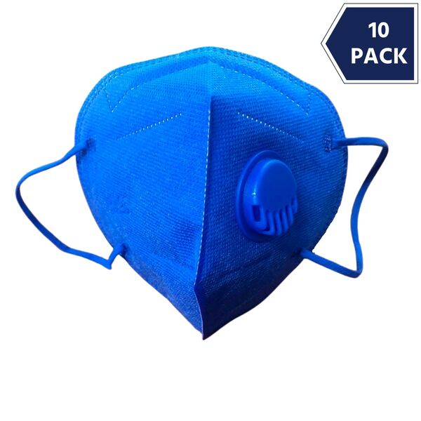 Cubrebocas Kn95 Azul Válvula Filtro Mascarilla N95 - 10 Piezas