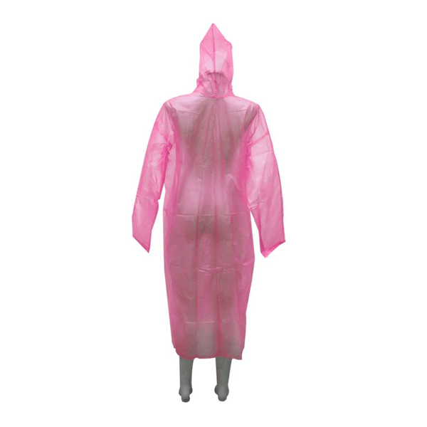 Impermeable Rosa Corte Tipo Gabardina Con Capucha PVC Adulto