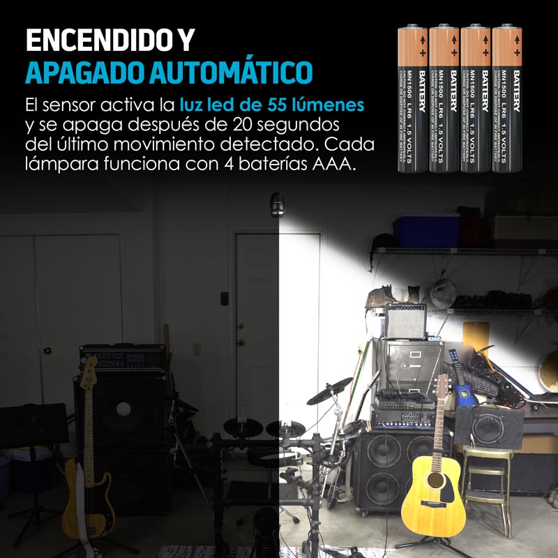 Luces LED con Sensor de Movimiento Cabezal Ajustable (3 pz) Redlemon