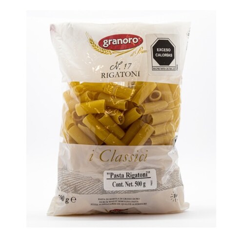 Pasta Rigatoni Granoro 500 g Paquete de Dos Piezas Italiana Importada de Sémola