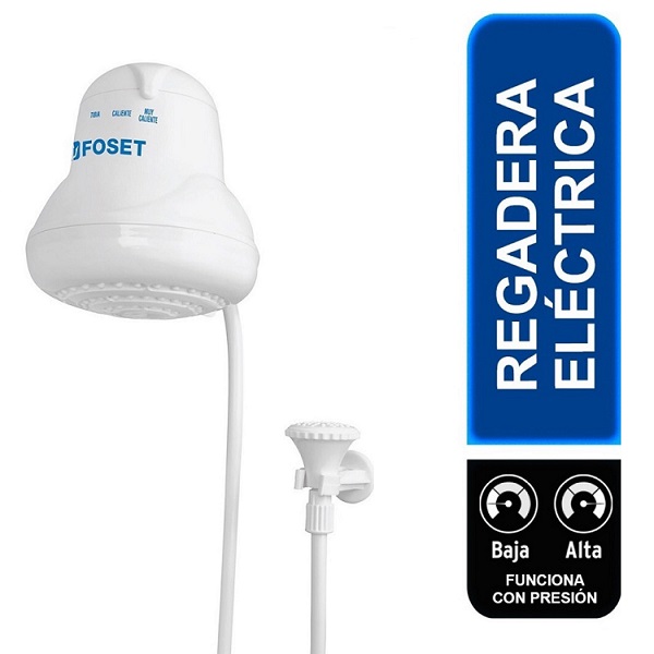 REGADERA ELÉCTRICA DE 4 TEMPERATURAS BLANCA AGUA CALIENTE FOSET 