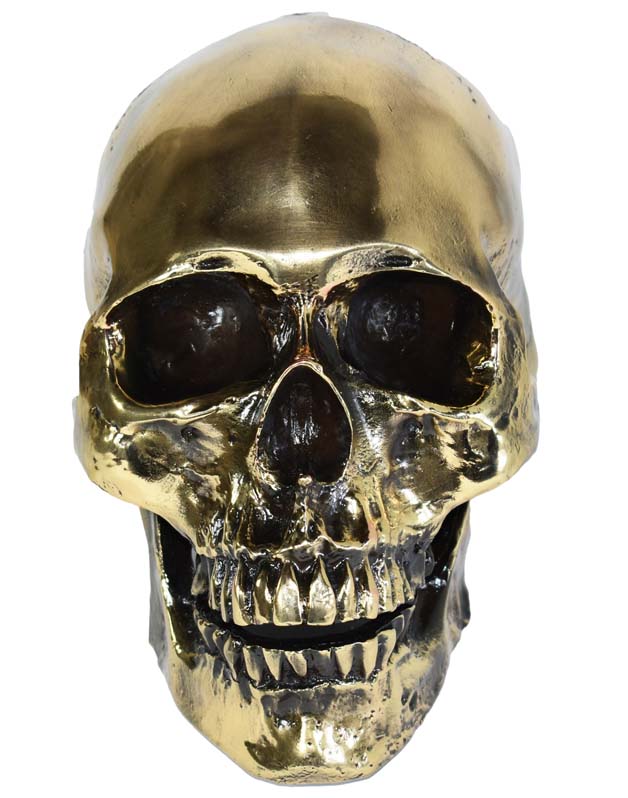 Cráneo Humano 1:1 Bronce Pulido Calavera Decorativa Arte Quetzal