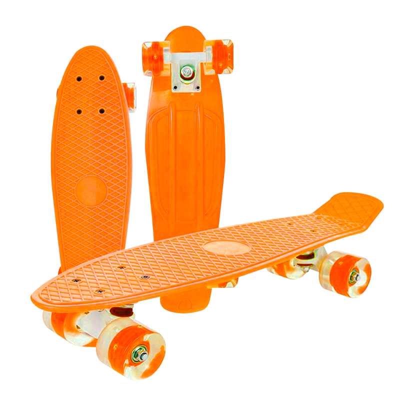 Patineta Penny Grande Naranja Llantas Luz Led Poliuretano Antiderrapante