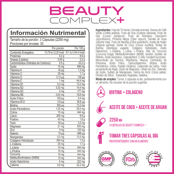 Complejo de Belleza para Piel Cabello y Uñas Beauty Complex + 90 cápsulas Forzagen 