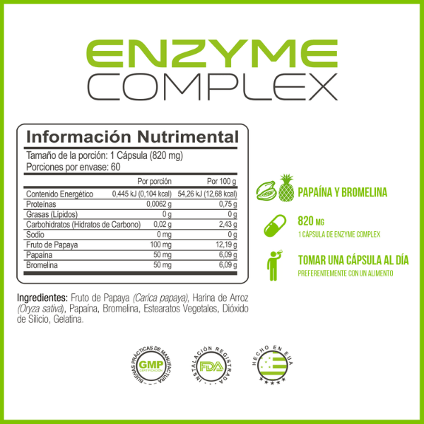 Enzimas Digestivas naturales Enzyme Complex 60 cápsulas Forzagen