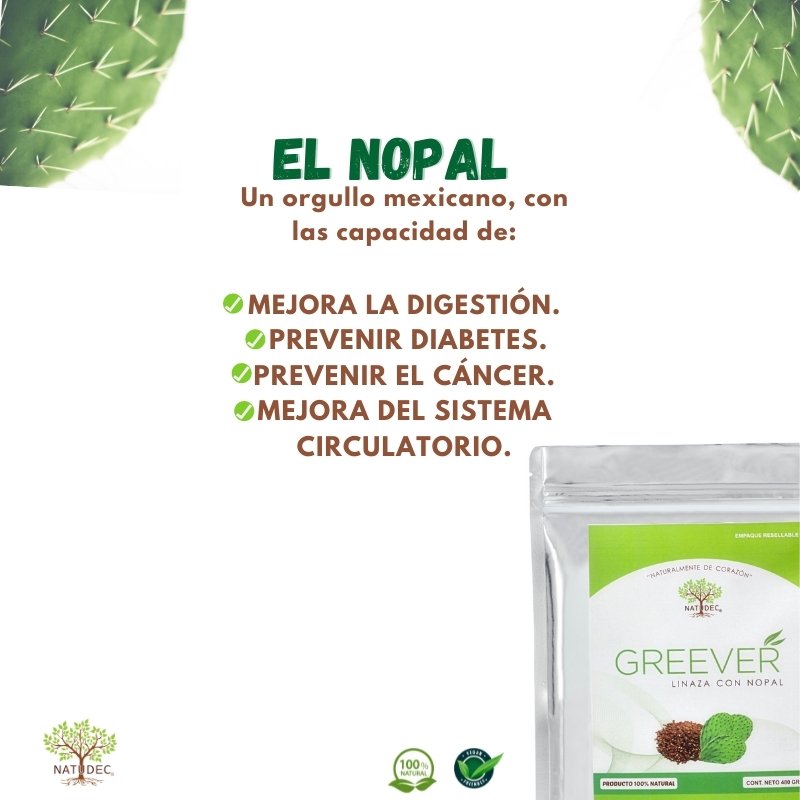 Greever_ Linaza con Nopal_ Fibra 100% Natural