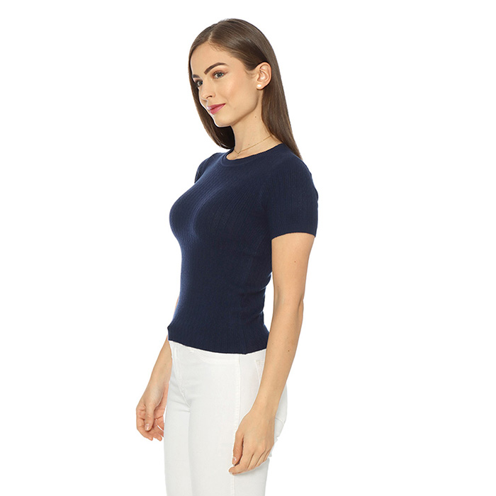 BLUSA DE TEJIDO DE PUNTO PARA DAMA MODA 2021 AZUL MARINO