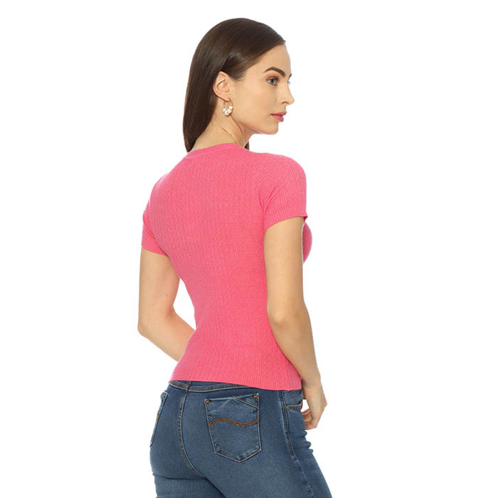 BLUSA DE TEJIDO DE PUNTO PARA DAMA MODA 2021 FUCSIA