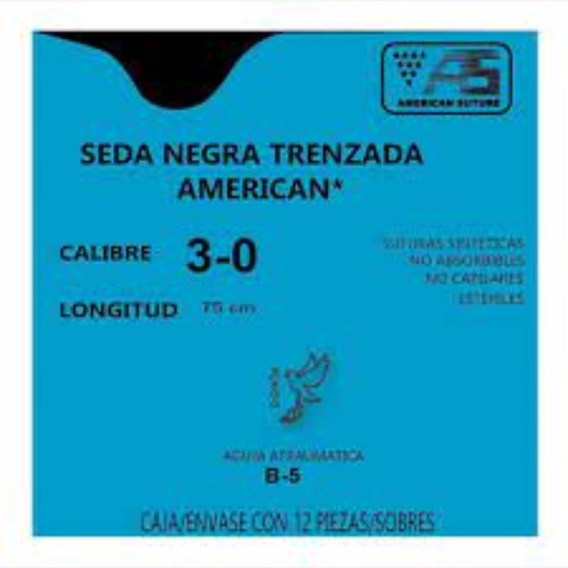 Hilo  SEDA NEGRA  American Suture  cal 3-0 c/12