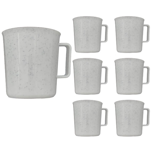 Set de 6 Tazas (Tarro para café) parece peltre Blanco de 350ml / 12oz TP -Plástico Polipropileno- Libres de BPA