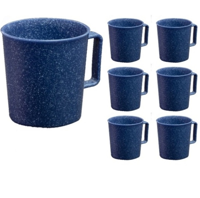 Set de 6 Tazas (Tarro para café) parece peltre Azul Marino de 350ml / 12oz TP-Plástico Polipropileno - Libres de BPA