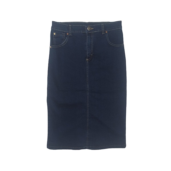 Falda Larga de Mezclilla Ajustable Azul Oscuro