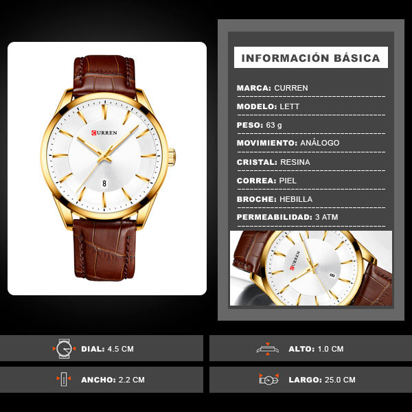 Reloj Curren Analogo Lett Café