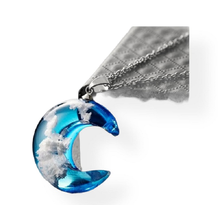 Collar Luna Llena De Azul Cielo Nubes