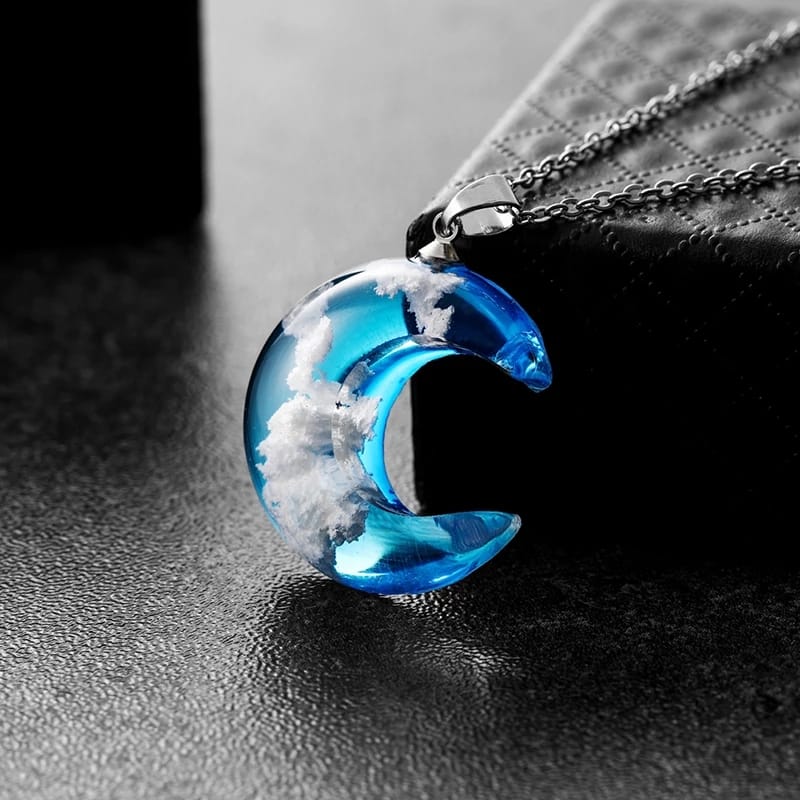 Collar Luna Llena De Azul Cielo Nubes