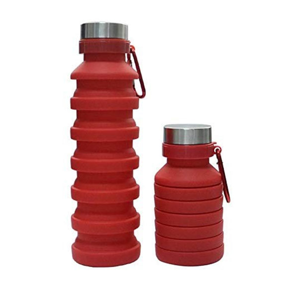 Termo Plegable Silicón Flexible Botella Vaso Tapa De Acero Inoxidable