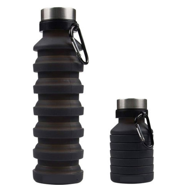 Termo Plegable Silicón Flexible Botella Vaso Tapa De Acero Inoxidable