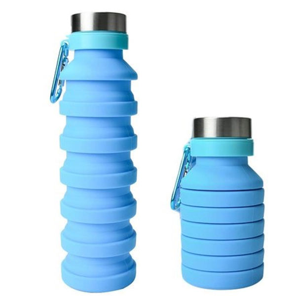 Termo Plegable Silicón Flexible Botella Vaso Tapa De Acero Inoxidable