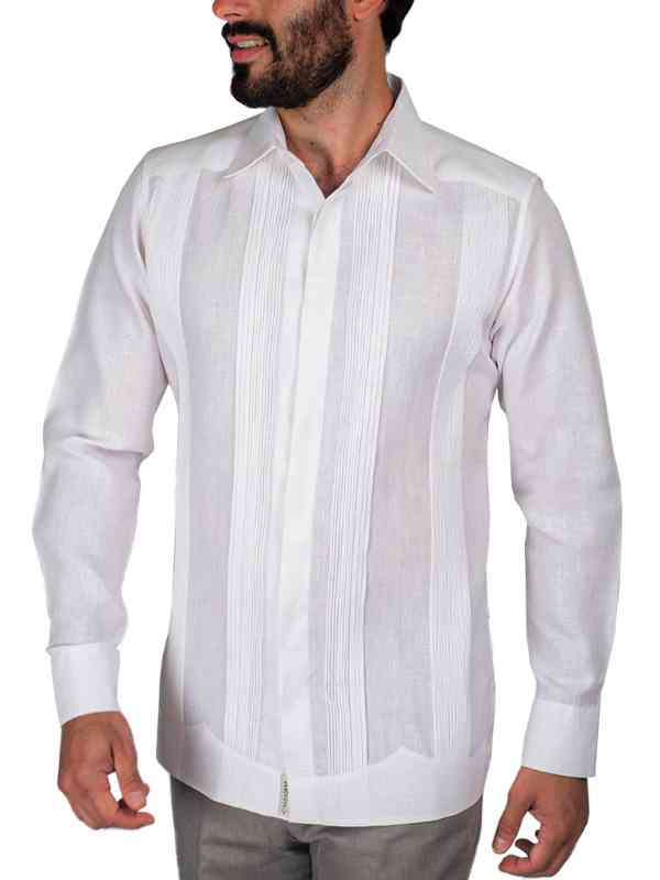 Camasha Guayabera Banderas Lino Manga Larga