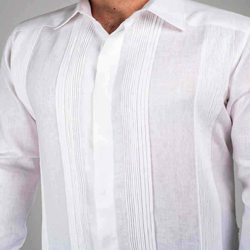 Camasha Guayabera Banderas Lino Manga Larga